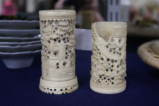 A group of Chinese and Japanese ivory and bone carvings, 19th century